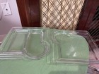 Four 7 Square Clear Glass Plates Art Deco Style Two Sectioned EUC Vintage — photo 1