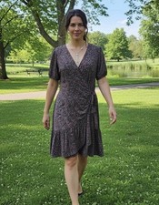 Michael Kors Women's Wrap Short Dress Floral Print Polyester Size Large