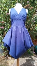 Warehouse Handkerchief Dress UK 12 Cobalt Cut Out Back Asymmetric Wedding Guest