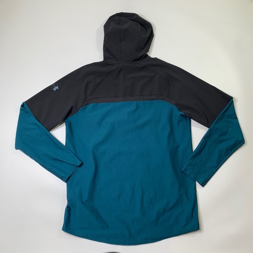 Under Armour Hoodie Mens L Large Fitted Black Teal Threadborne Vanish Popover thumbnail 10
