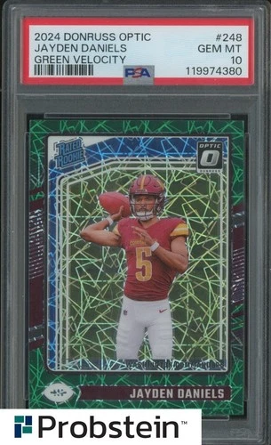 2024 Donruss Optic Green Velocity #248 Jayden Daniels RC Rated Rookie PSA 10