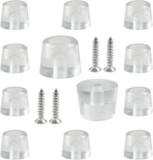 12Pcs Clear Rubber Feet for Cutting Board with Stainless Screws, Round Rubber Fe