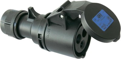 PCE - 16A, 230V, 'Shark' Cable Mount CEE Socket, 2P+E, Black, IP44