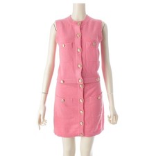 CHANEL Cashmere Coco Mark Coco Button 3WAY Sleeveless Cardigan Skirt Dress 3 Pie