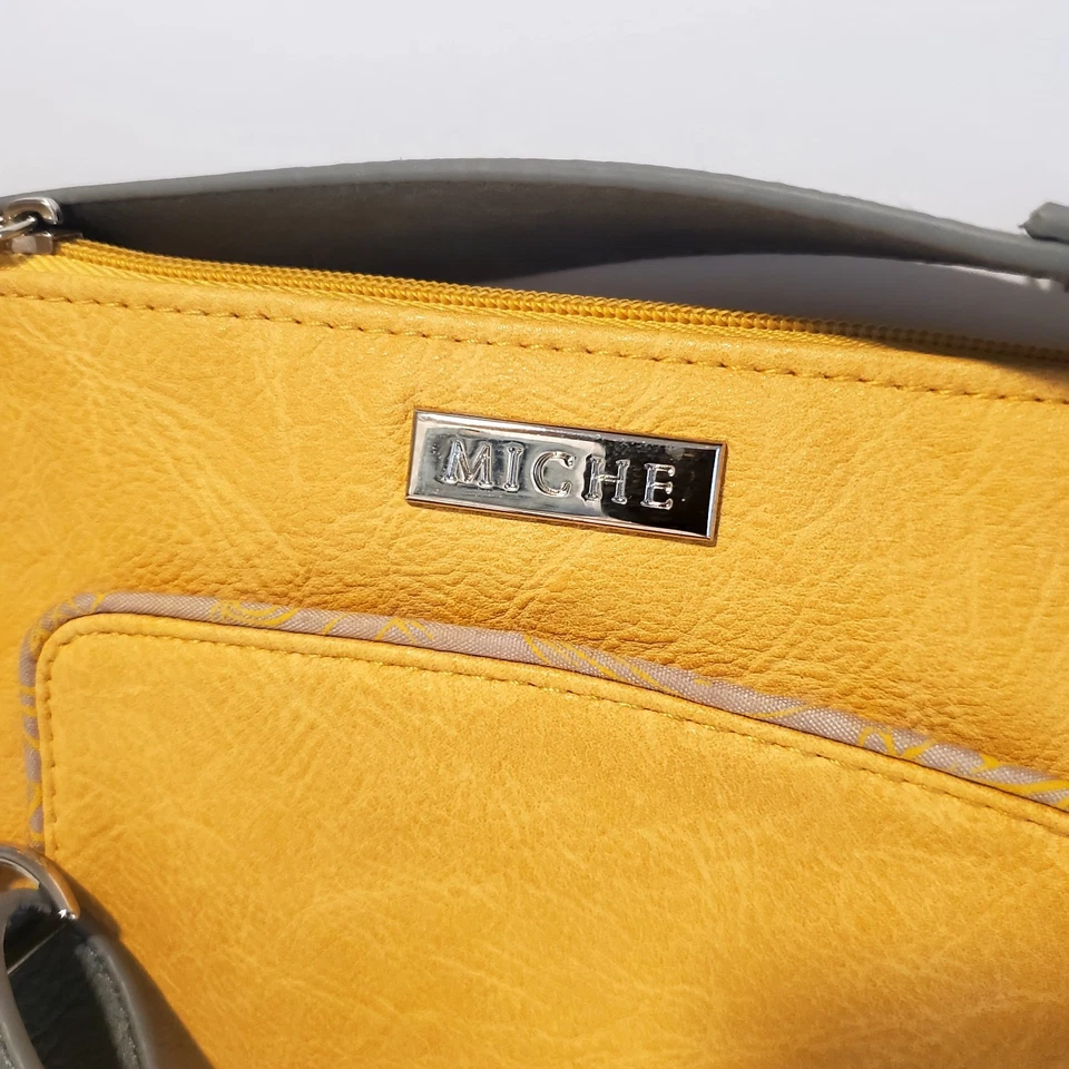 Cartera de Viaje Miche Micro Bolso Amarillo Gris Mostaza Correa Extraíble Tarjeta de Crédito  Foto 2 de 4