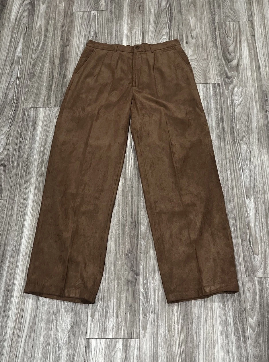 Vintage Straight Wide Leg 100% Brown Suede Leather Pelle Pelle Brown 36x36