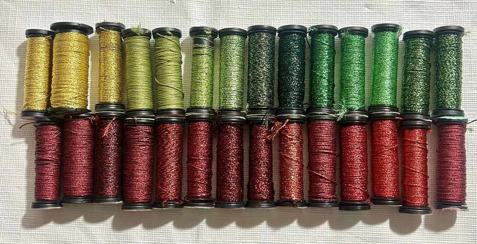 Kreinik Metallics 372 Fine #8 Braids Thread 10M Lot Of 28 Holiday Colors - Image 3 of 4