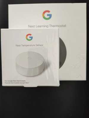NIB Google Nest 3rd Gen Thermostat Black T3016US With Temperature Sensor