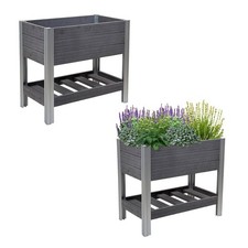 Bac À Fleurs Avec Étagère 79x46x74 Cm 65 Litres Aspect Bois Gris