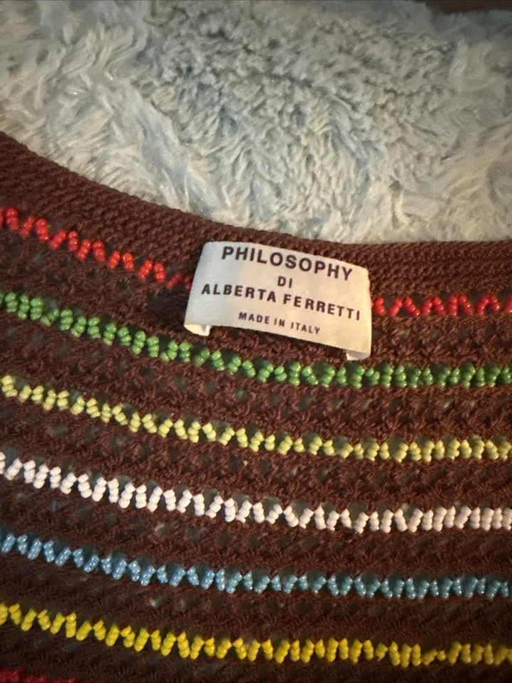 Camiseta sin mangas/chaleco vintage Philosophy Di Alberta Ferretti con cuentas a mano en Italia Foto 3 de 4