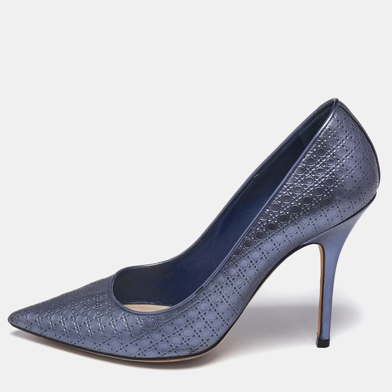 Escarpins Dior violet métallisé micro cannage cuir cherie bout pointu taille 38