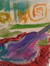 AstralFisher 14 x 11 in Pop Art Inspired Abstract Expressionism Canvas