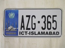 2013 Pakistan Islamabad GRAPHIC  with MOSQUE License Plate Tag SP