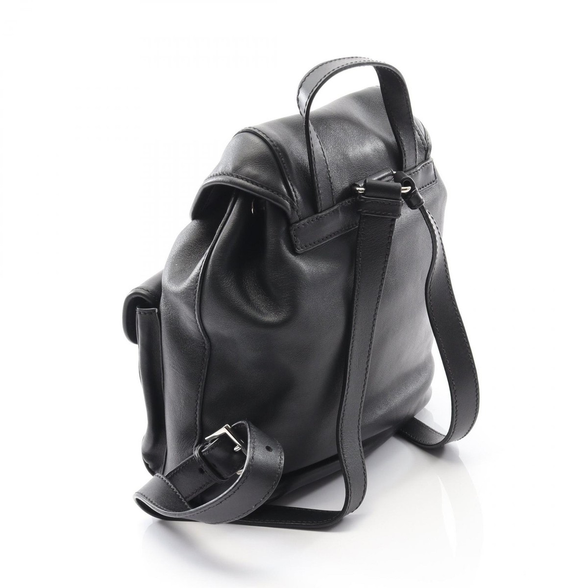 Prada Triangle Logo Backpack Black Leather | eBay