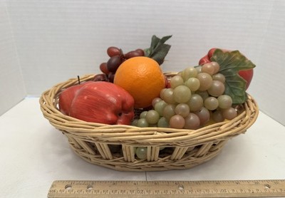 Fruit Lot of  9 Pieces Realistic Artificial Mixed Fruit Life Size + Basket