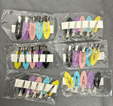 Multicolor Snap Hair Clips Barrettes Lot, Metal/Plastic Oval Solid Colorful