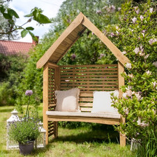 Primrose Wooden Garden Bench 2 Seater Seated Arbour Outdoor Seat Slatted Sides