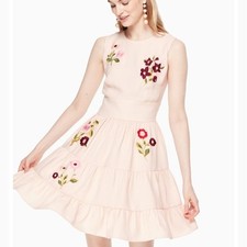 Kate Spade Ma Cherie Rosedew Floral Embroidered Dress Light Pink Sz 8