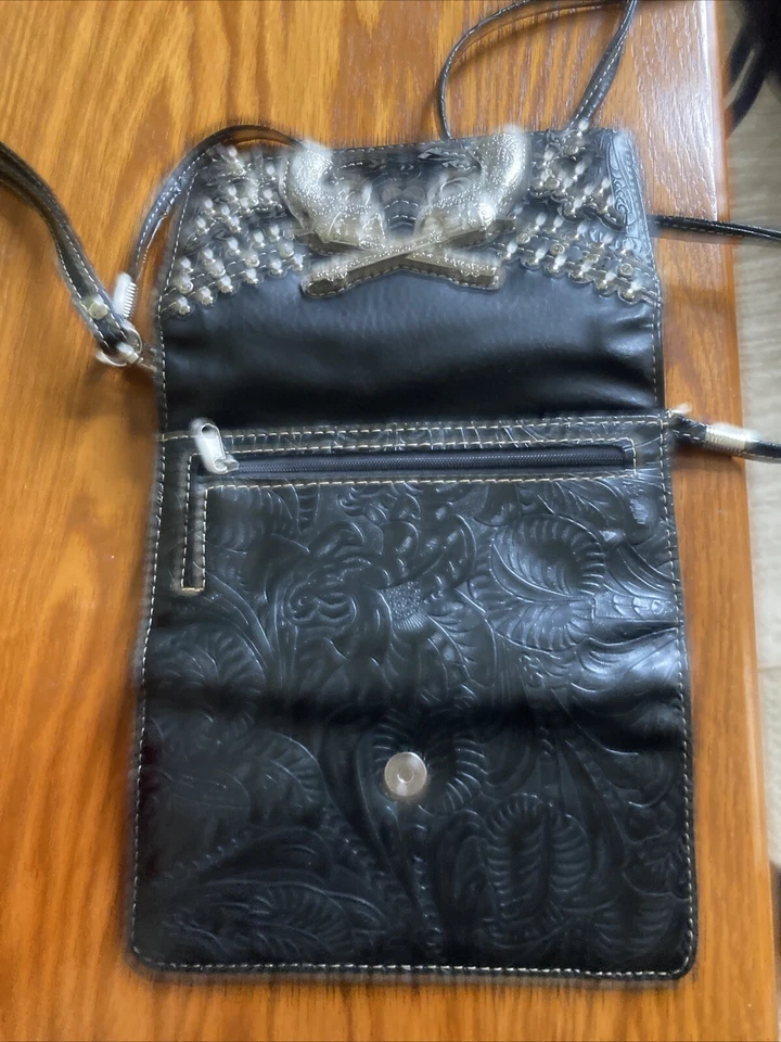 德克萨斯钱包双枪,黑色银色手枪,铰边,女牛仔西方风格 — 第 4/4 张图片