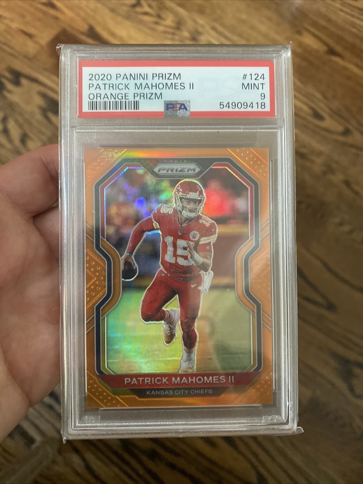 patrick mahomes 2020 orange prizm /249  graded PSA9 MINT #124