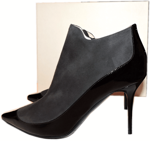 Jimmy Choo Black Gray Brady Ankle Boots Pointy Toe 38 Zippered Booties. - Picture 2 of 6