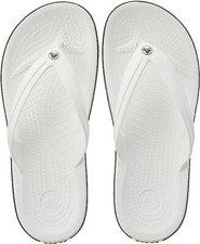Crocs Unisex Crocband Flip Flops - White - Mens 9 Womens 11