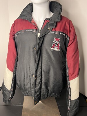 RARE Alabama Crimson Tide All Over Embroidered Tuck Away Hooded Size L Puffer