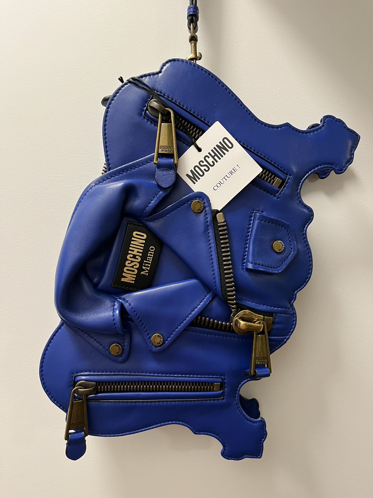 Moschino Blue Leather Biker Bag New With Tag! Fall 2022 Collection. image 2