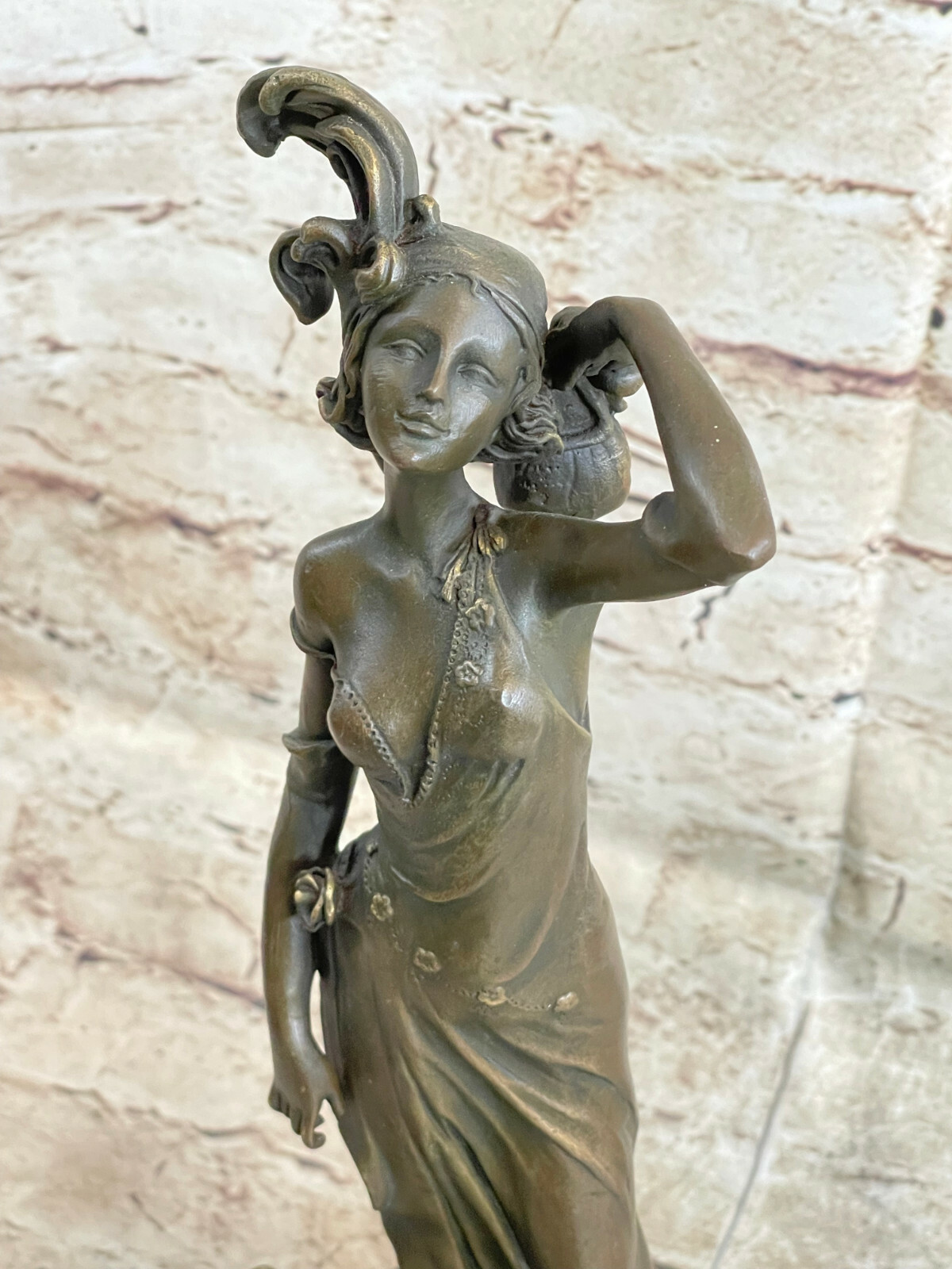 Stunning bronze sculpture art deco lady with dog Hand Made Figurine Figure