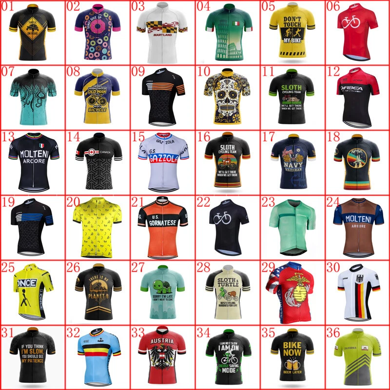 Mens Retro Cycling Jersey Summer Team Bike Jerseys Racing Shirts Bicycle Tops