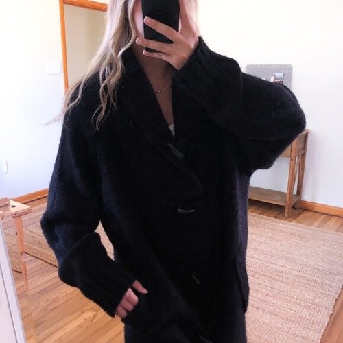 RARE Songzio Long Black Hooded Wool 