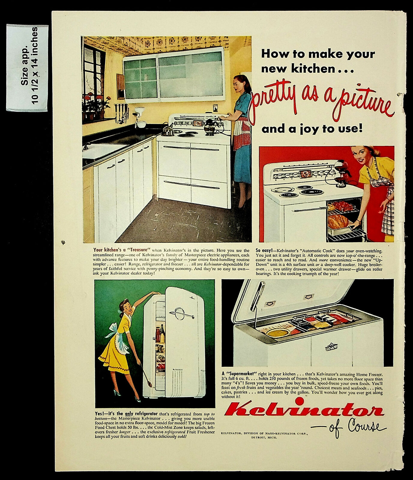 1948 Kelvinator New Kitchen Refrigerator Home Appliance Vintage