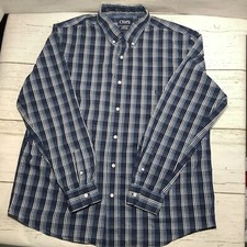 Chaps Button Up Stretch Easy Care Shirt Men's XL Blue White