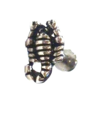 Labret Chin Stud w/Scorpion 10mm Internal Thread Top 14 Gauge 3/8'' 
