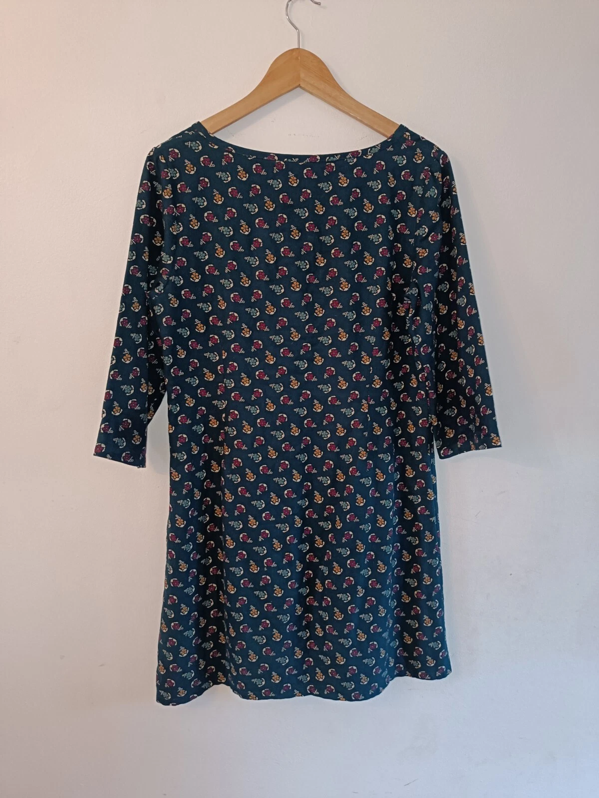 Abito tunica San Valentino cotone fantasia fiori e ancore verde acqua mare 12