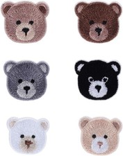 Iron-on patch, iron-on applique embroidery bear head, 6-piece set , patch