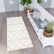 Tappeto passatoia moderno pelo alto crema grigio metraggio camera da letto soggiorno