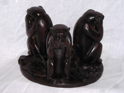 3 Wise Monkeys Sculpted Figurine Candle or Incense Holder