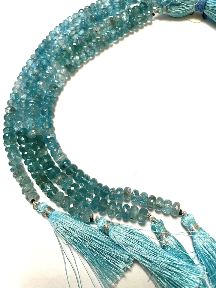 "Cuentas facetadas rondelle de piedras preciosas de apatita azul natural 7,5-8 mm 8"" hilo" Foto 2 de 2