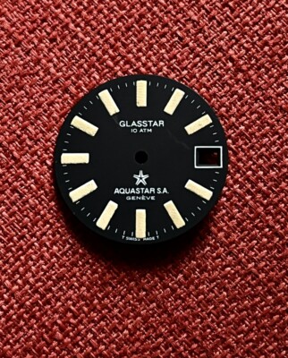 AQUASTAR GLASSTAR DIAL Diver Vintage Zifferblatt TRIZIO Super Tritium BLACK