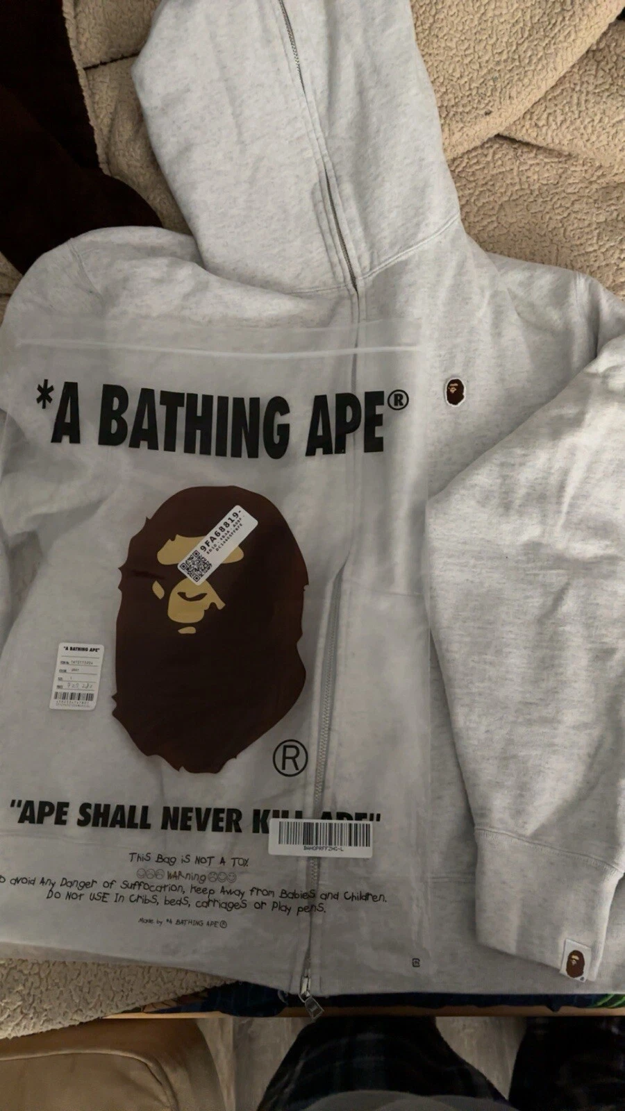A BATHING APE (BAPE) Scimmia da bagno Bape full zip grigio raro