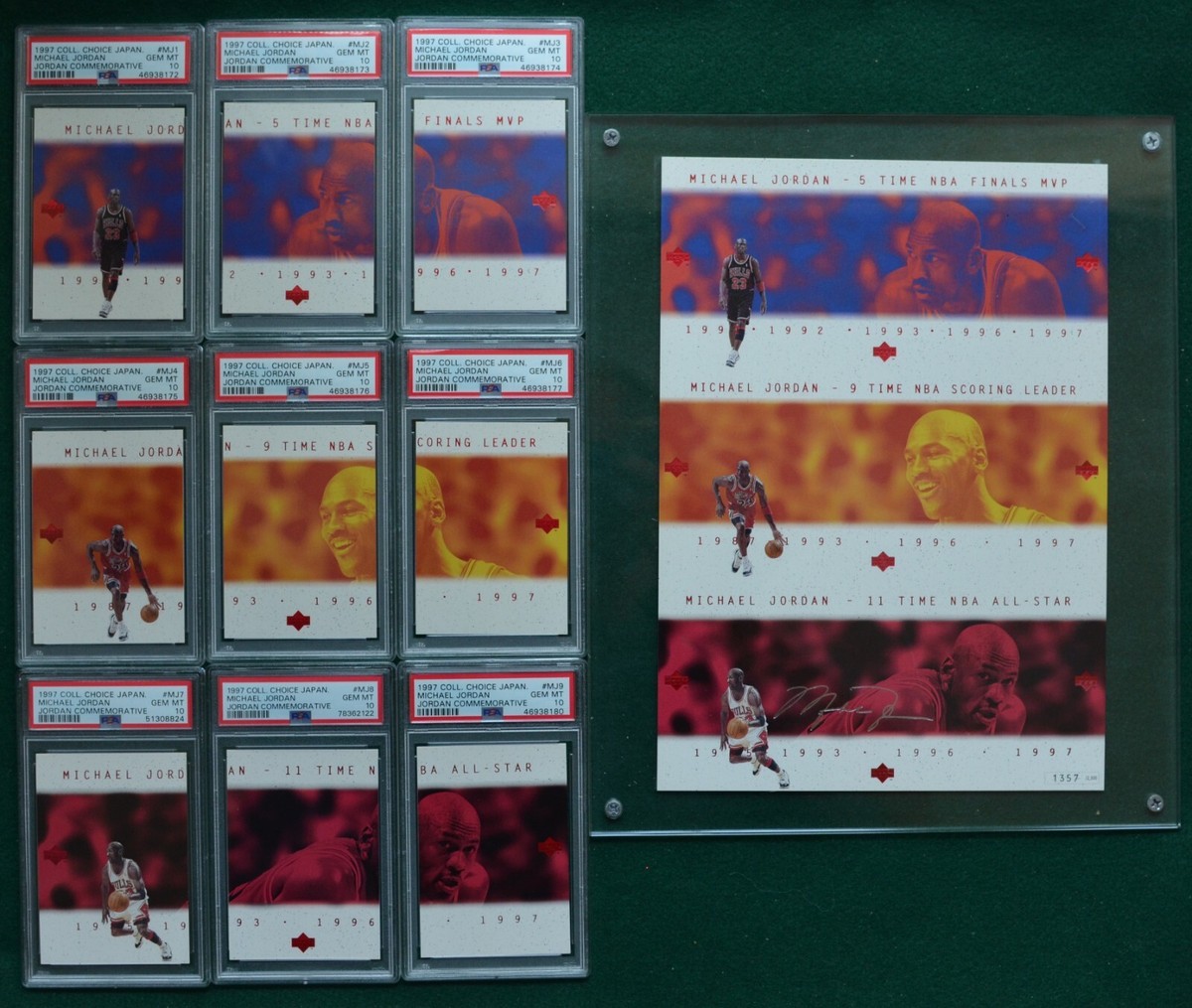 Michael Jordan 1997 Japanese Collectors set (9) all PSA 10