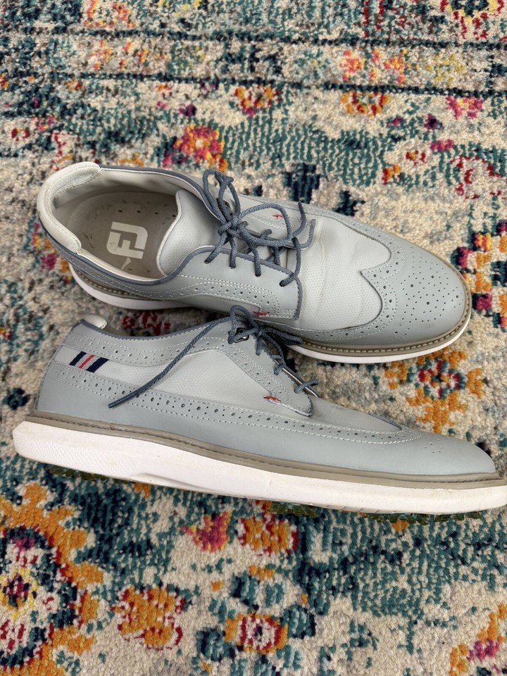 FootJoy Traditions Wing Tip Golf Shoes Size 11 57912 Grey/Navy/Red