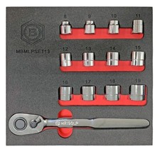 Britool Hallmark 3/8in Drive 13 Piece Low Profile Ratche+ Socket Set MBMLPSET13