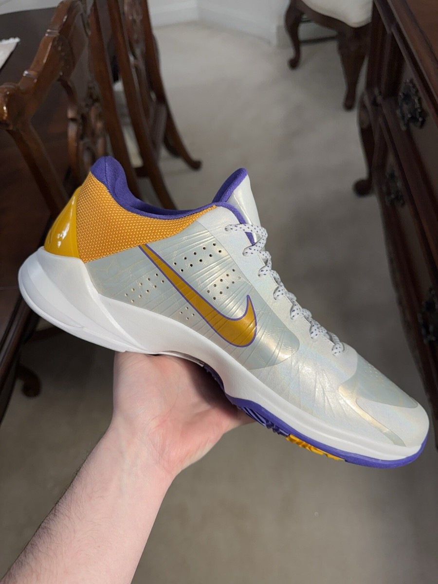 Nike Kobe 5 Lakers Home 2010 Men's Size 14 White Purple