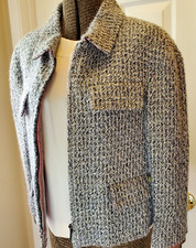 AUTH. CHANEL 2017 TWEED PATTERN BLAZER-BLACK/SILVER-NWT US 6/FR 38 MSRP $5300.00