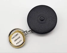 1960s Key-Bak Retractable Key Chain West Coast Chain Faux Leather & Chrome NOS