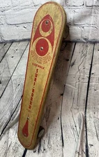 Vtg 1960's ZIPEES Wood Sidewalk Surfboard Skateboard Olympic M371 Metal Wheels