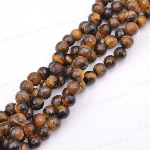 Wholesale Natural Gemstone FACETED Round Spacer Loose Beads 4MM 6MM 8MM 10MM - Picture 18 of 135