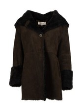 Gerard Darel Brown Suede Shearling Lined Coat (size 12)